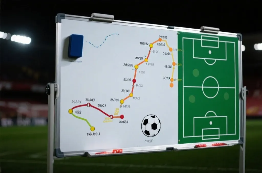 足球战术板与赛程分析的视觉概念图